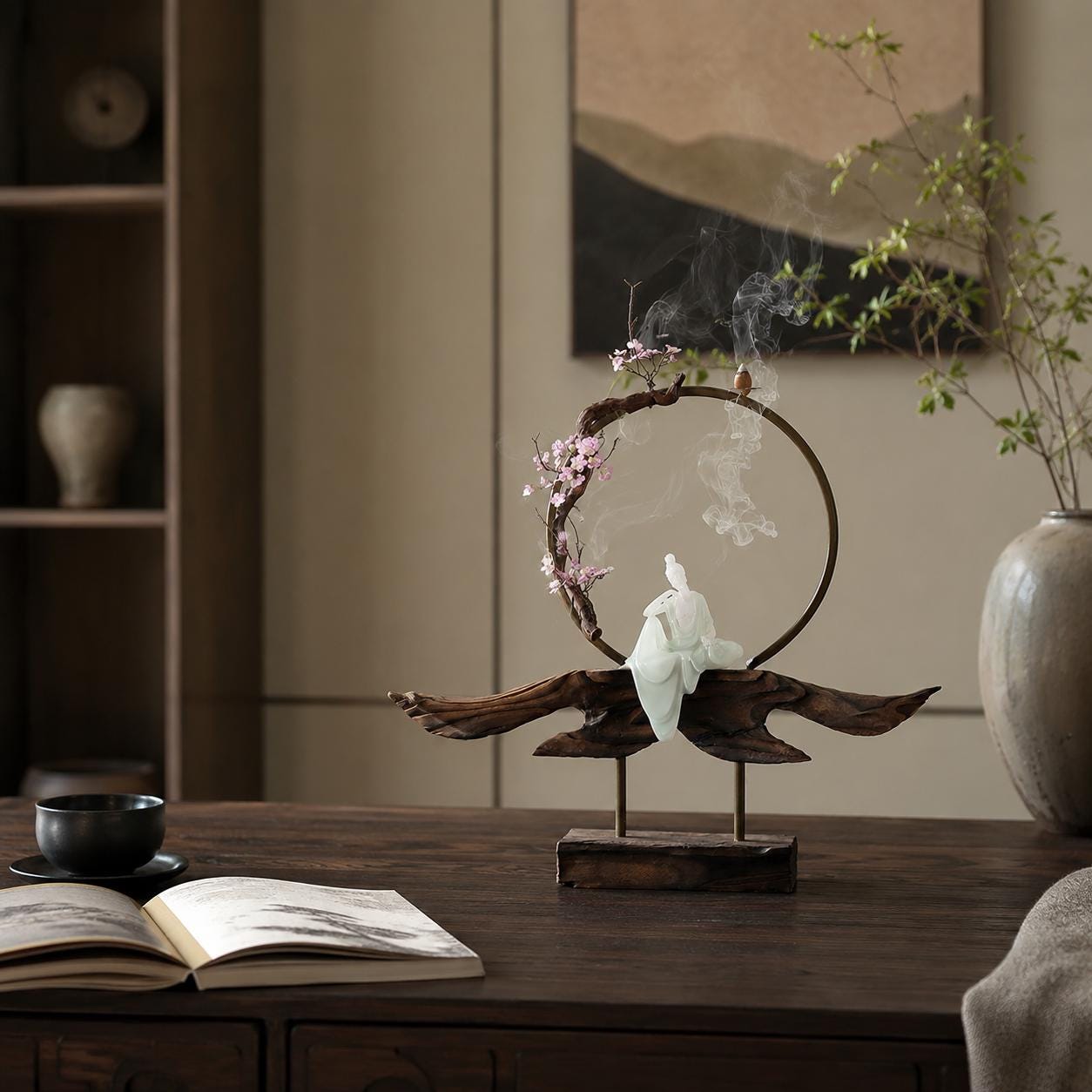 Porte-encens japonais en céramique - Brûle-encens décoratif Japandi