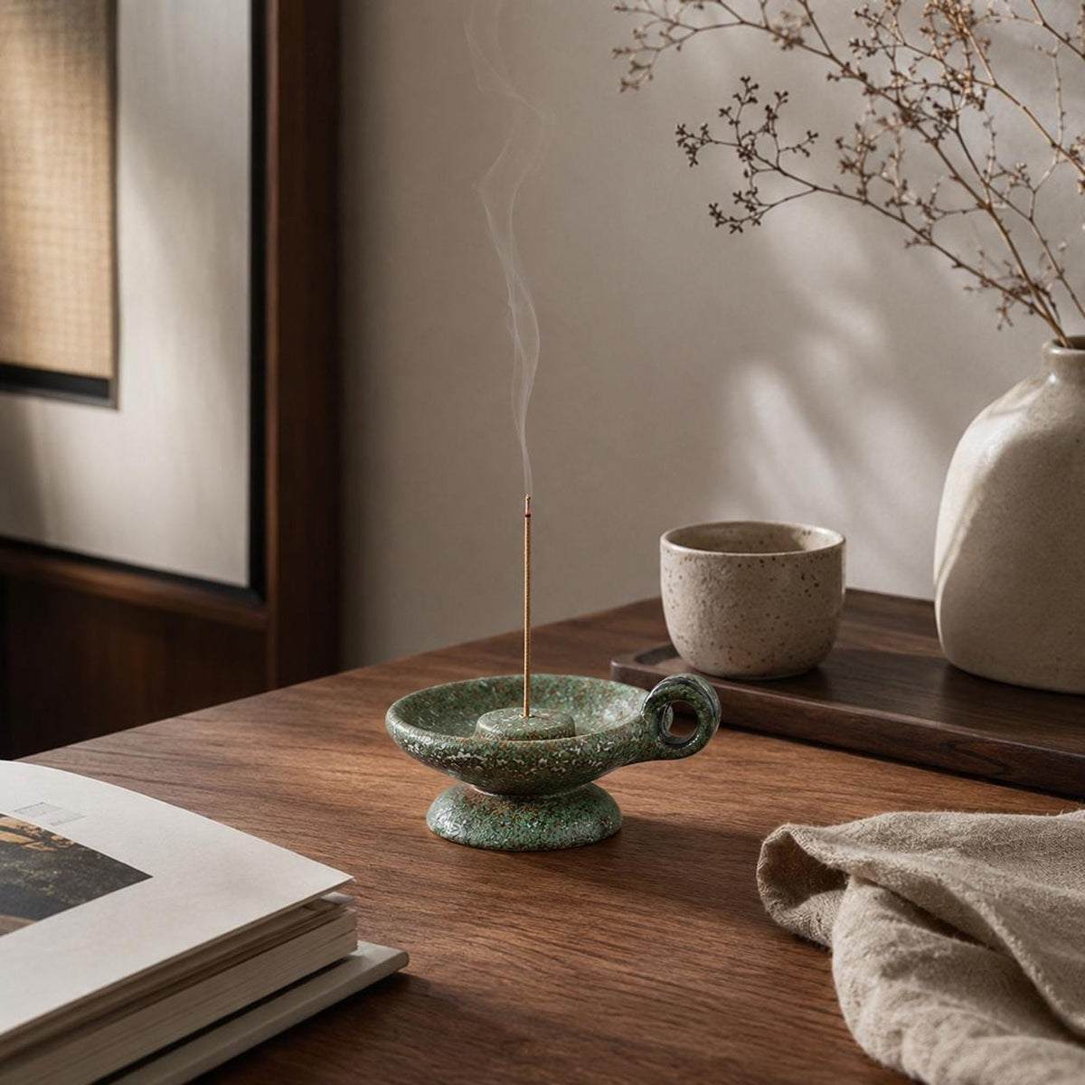 Ceramic Incense Holder with Handle