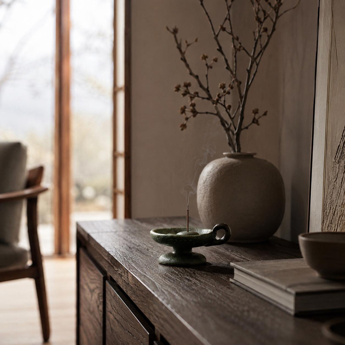 Ceramic Incense Holder with Handle