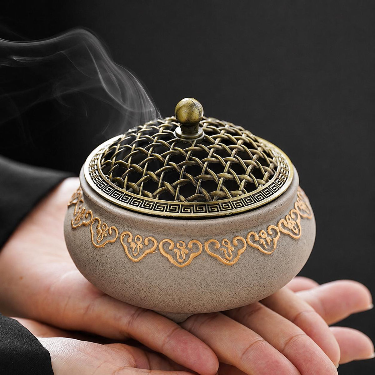 Incense Holder with Openwork Lid
