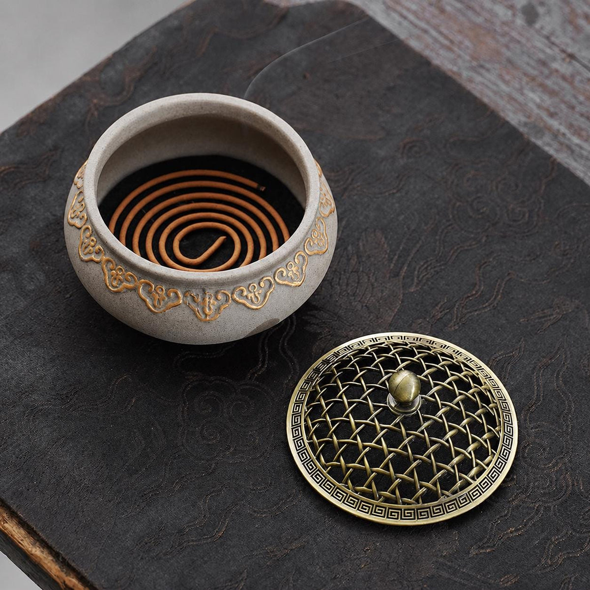 Incense Holder with Openwork Lid