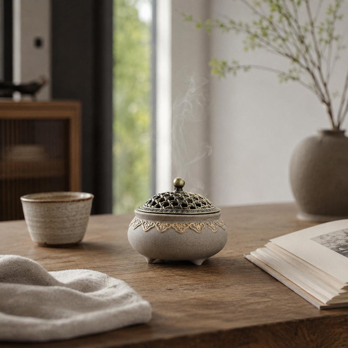 Incense Holder with Openwork Lid
