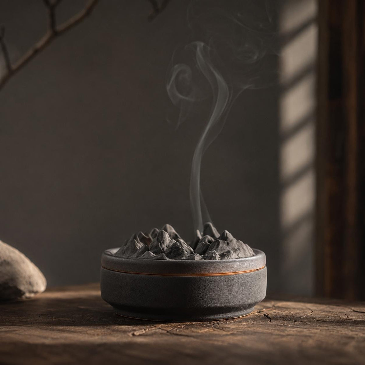 Sculptural metal incense holder for incense coils