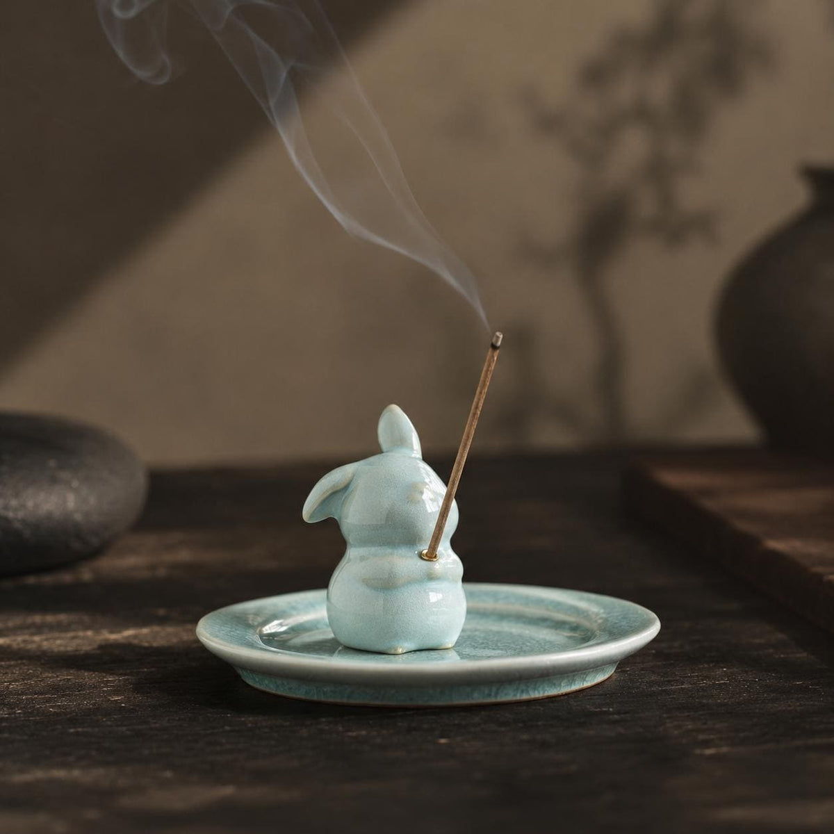 Wabi-sabi ceramic incense holder for incense coils