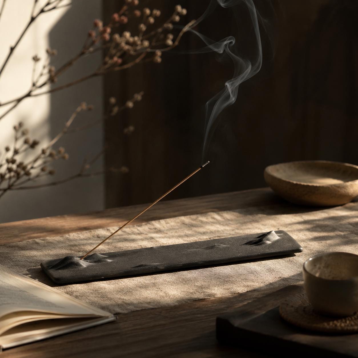 Sculptural ceramic incense holder - Japanese incense burner decoration