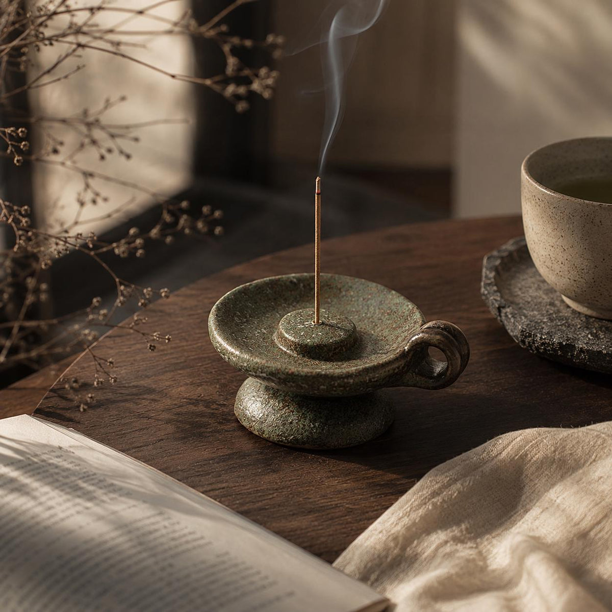Ceramic Incense Holder with Handle