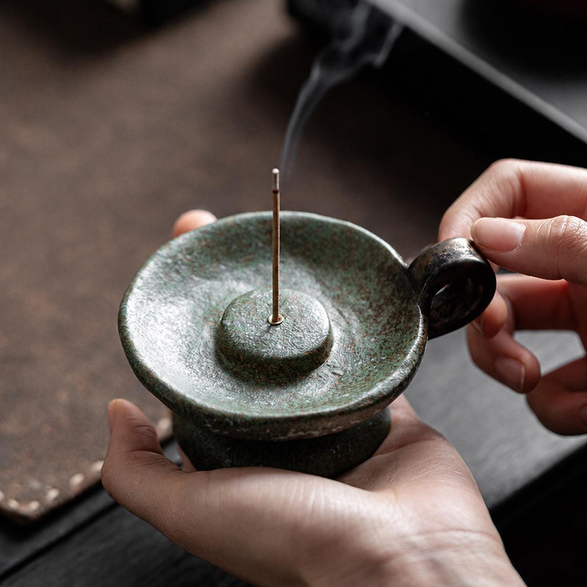 Ceramic Incense Holder with Handle