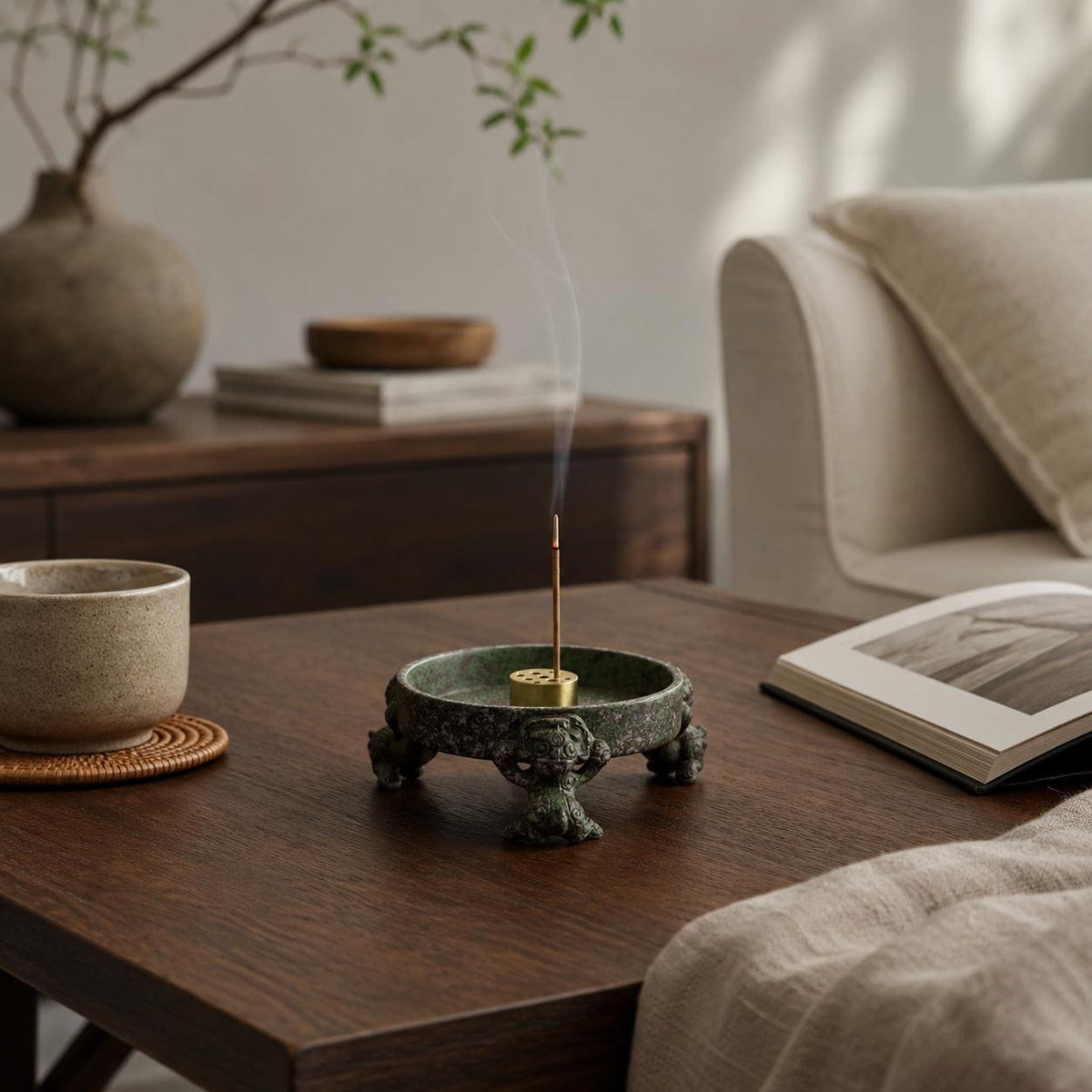 Ceramic Tripod Incense Holder